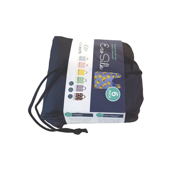 6 Pack Dog Patterned Reusable Grocery Bags Lightweight Durable Shopping Bags - Picture 2 of 6